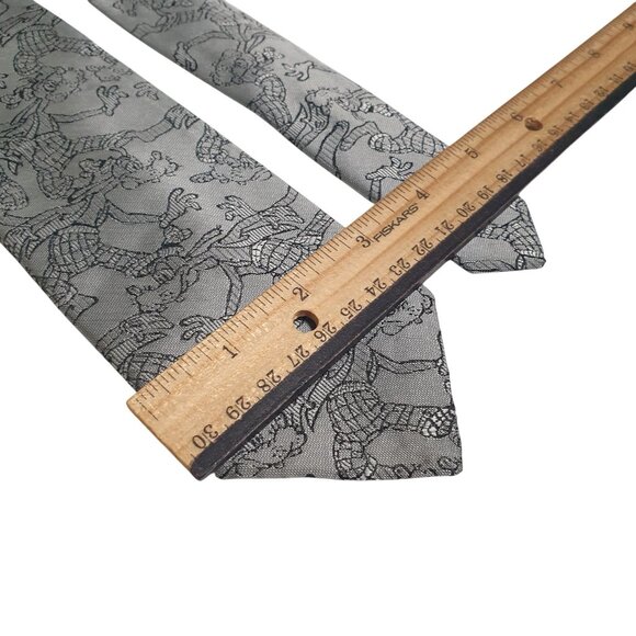 Disney Goofy Print Balancine Patterned Men Silk Tie Works Gray Black Gift Dad - Picture 3 of 5